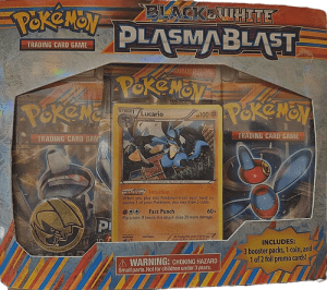Black & White Plasma Blast 3 pack blister pack with coin / Lucario foil