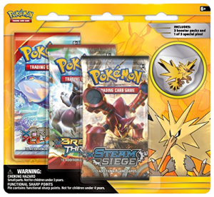 Pokemon Blister Pack - Zapdos - Collector Pin Blister Pack - 3 Booster Pakker