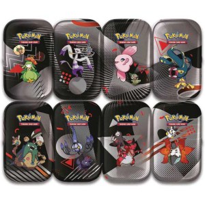 Pokemon Tin Kasse - 2025 Summer Scarlet & Violet: Black Bolt & White Flare Unova Mini Tins Display - 8 Mini Tins!