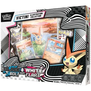 ( FORUDBESTILLING ) Pokemon Scarlet & Violet: Black Bolt & White Flare Unova Victini Illustration Collection (4 Boosters)