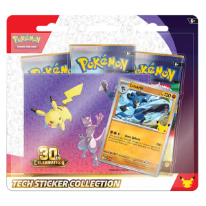 Pokemon Blister Pack: Mega Evolution 30th Celebration Tech Sticker Collection – Lucario (Night)